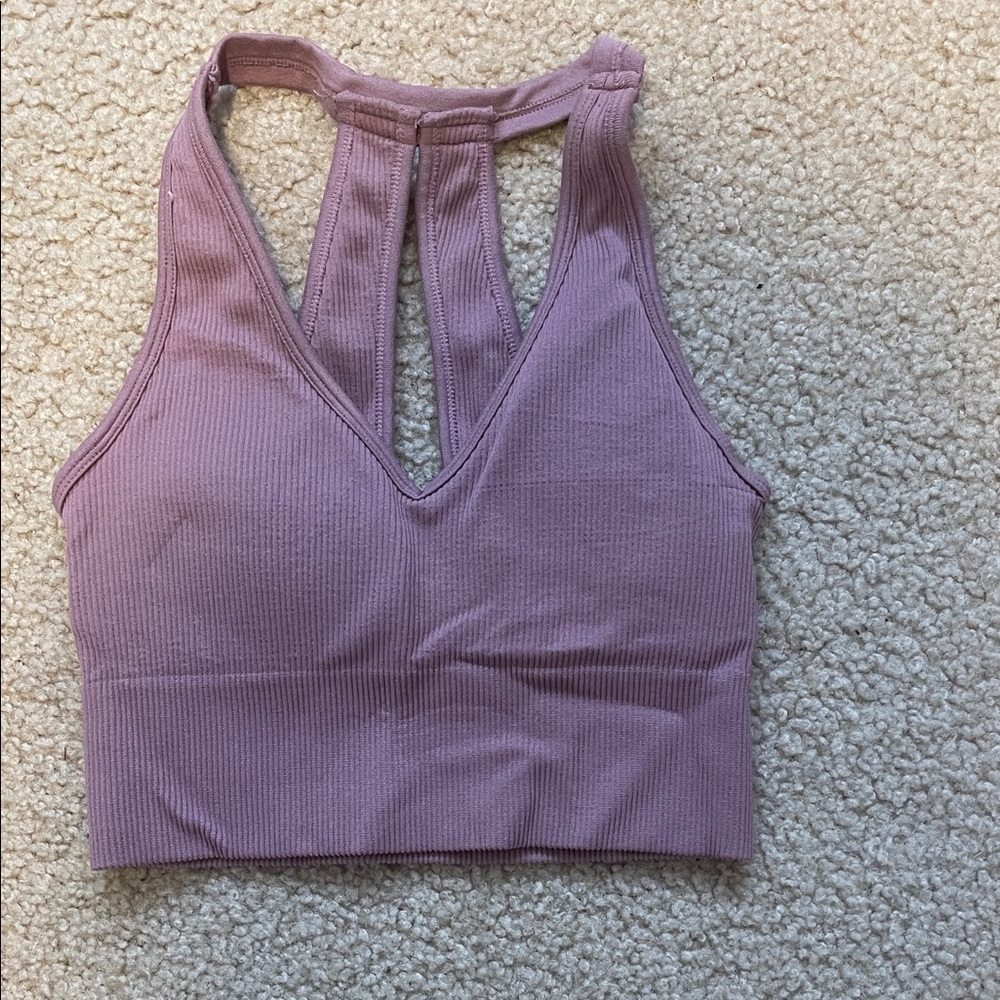 Purple Ribbed Halter Top